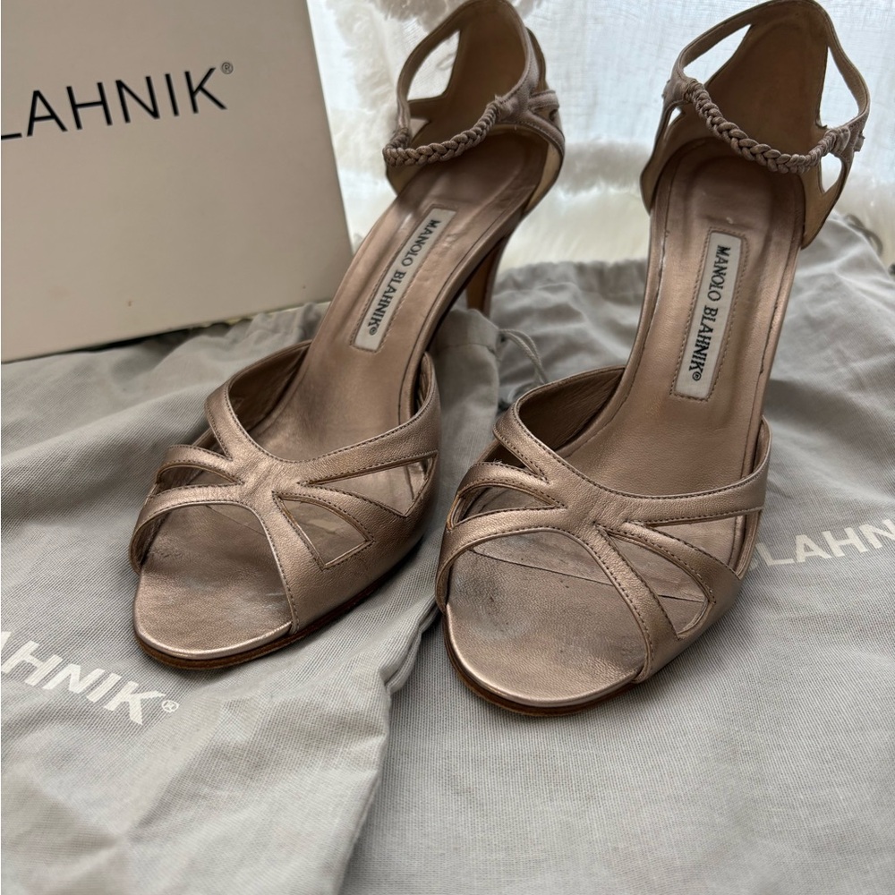 Vintage Manolo Blahnik Bronze Strappy Heels
